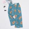 Women's Cotton-Silk Cartoon Pajama Pants, Summer Thin, Black & White Wide-Leg, Plus Size, Outdoor Beach Wear.