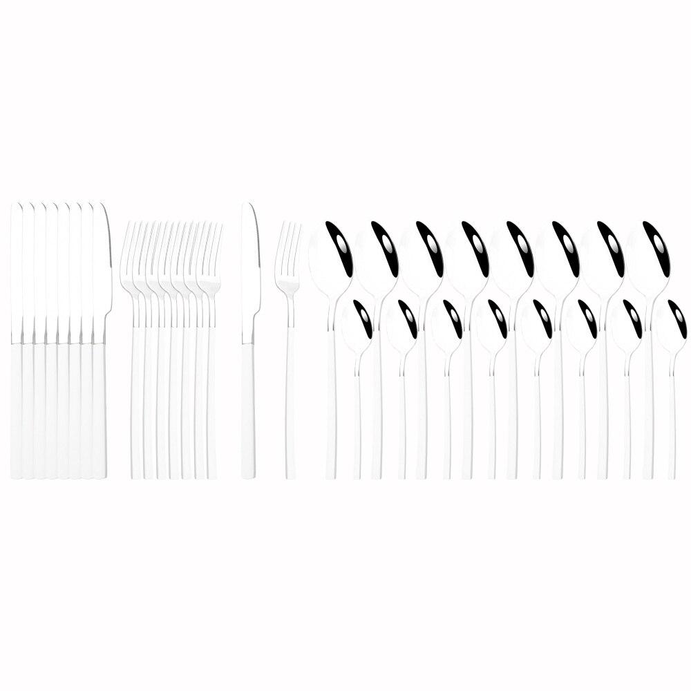 32Pcs Black Gold Cutlery Set Knife Forks Coffee Spoons Dinnerware Set Stainless Steel Tableware Western Kitchen Silverware Set