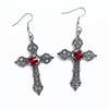 Popular Oversized Rhinestone Cross Earrings - Silver Tone Gothic Punk Fashion