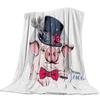 Pink Pig Flower Rose Flannel Blanket for Bed Sofa Portable Soft Fleece Throw Blankets Funny Plush Bedspread Queen King Twin Size