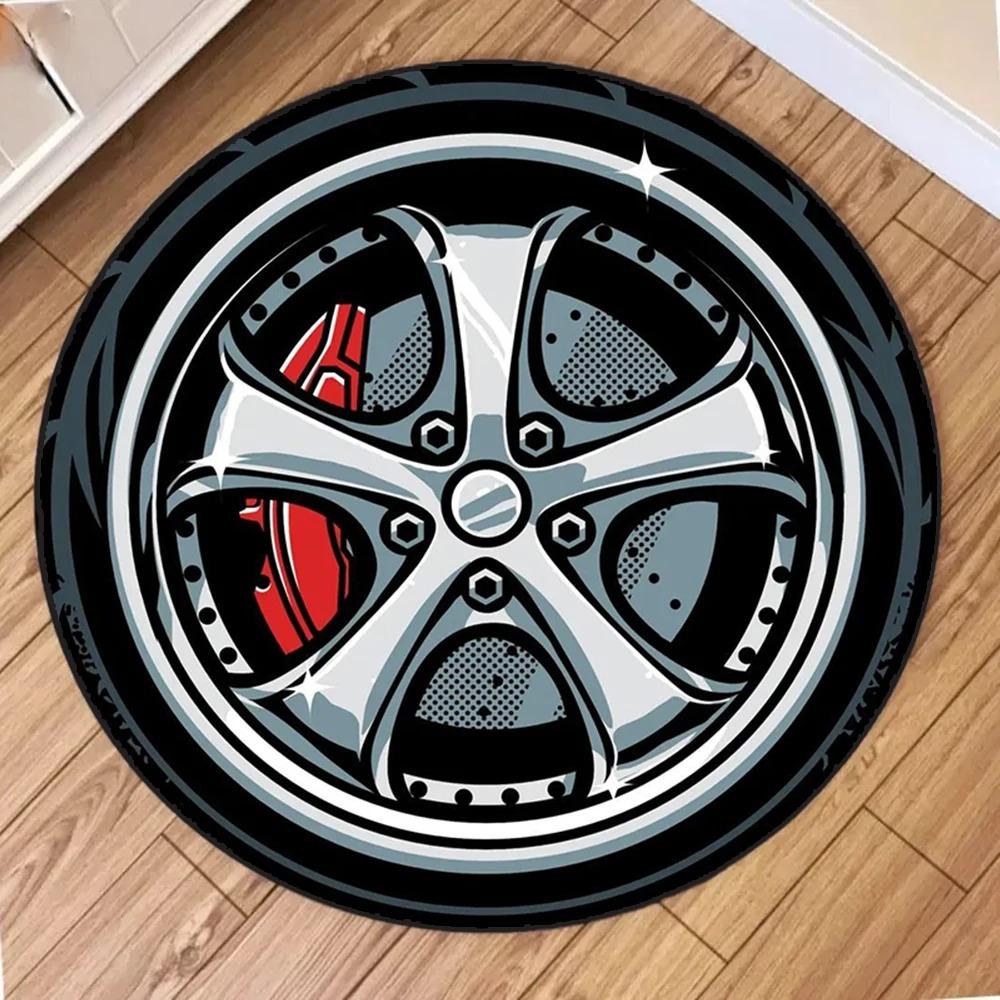1PC Fashionable Contour Print Round Rug, Non-slip Floor Mat for Living Room, Bedroom, Bathroom, Holiday Home Decoration