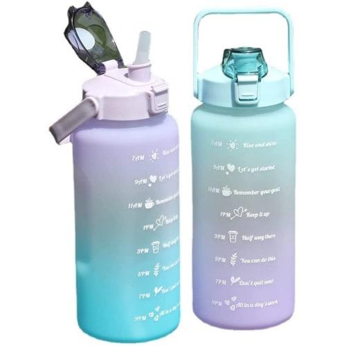 Zorte Water Bottle, Large Capacity 2L with Time Marker, Ultra Lightweight, Cold and Heat Resistant, Portable, Leak-Proof, BPA-Free, Unisex, Adults and