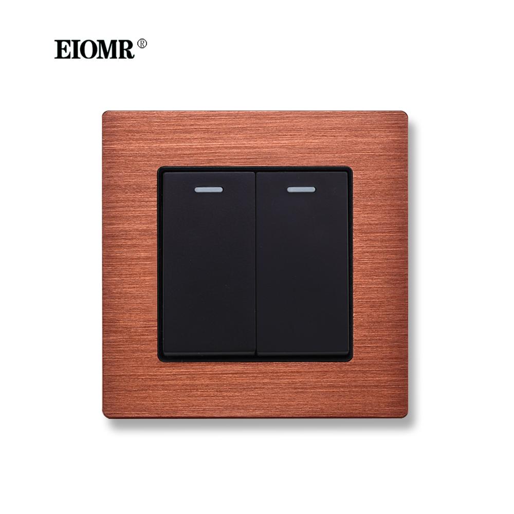 EIOMR EU/UK Standard Lichtschalter 16A 250V 2-fach 1-Wege / 2-Wege Wippschalter Großes Panel Luxus Wandtaster Unterputzschalter