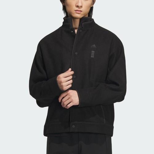 adidas Solid Color Logo Sports Casual Jacket for Men, Black