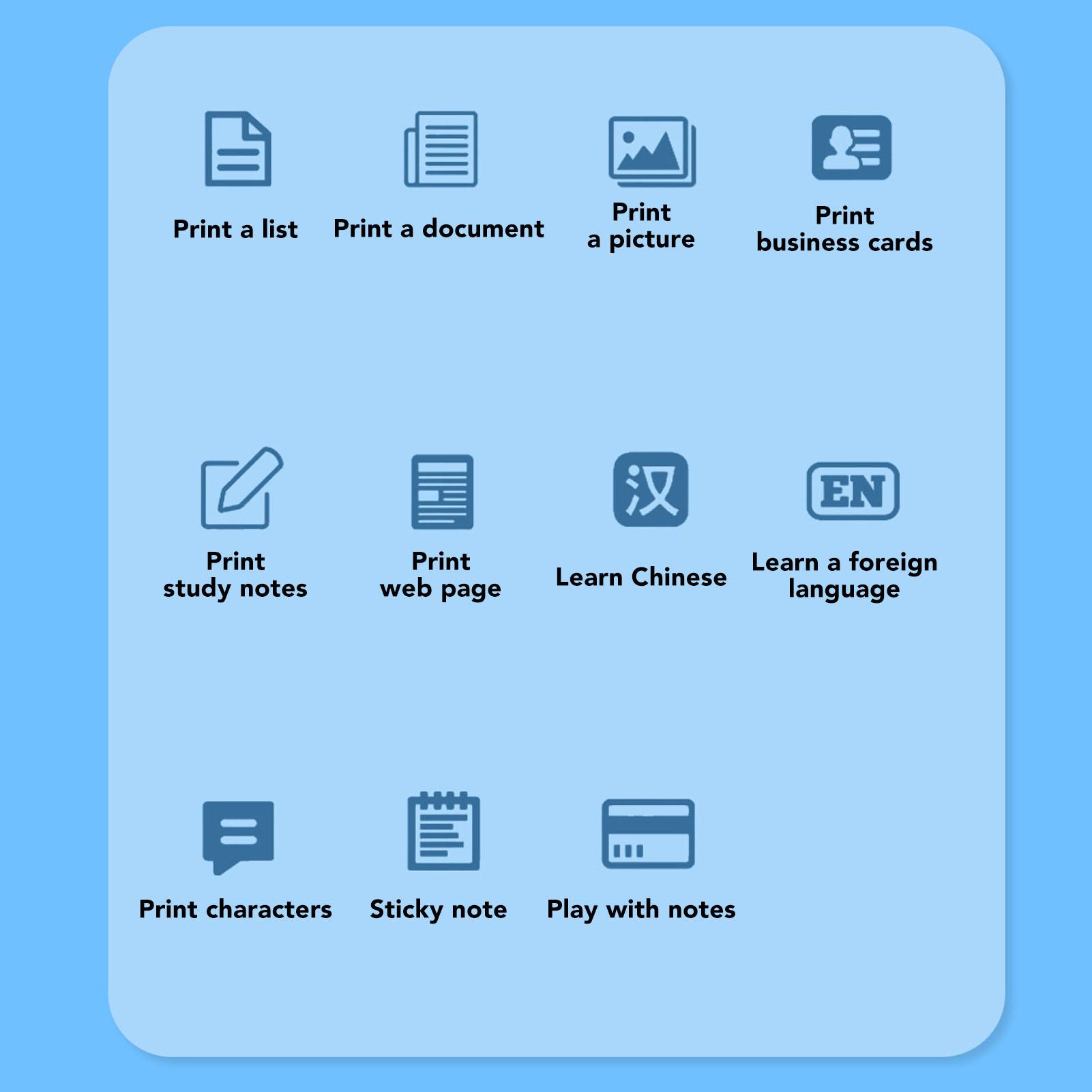 

Portable Printer Mini Pocket Wireless Thermal Printer for Photo Label Receipt Study Notes Home