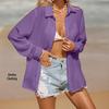 Women's Summer Beach Long Sleeve Cover-Up Cardigan Bikini Top