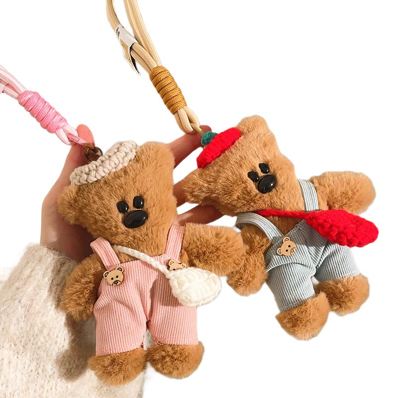 Brown Bear Plush keychain Luxury Bag Charm Cute Bear Keychain for Purse Handbags Bag Accessories Car Charms Teddy Bears Key Ring