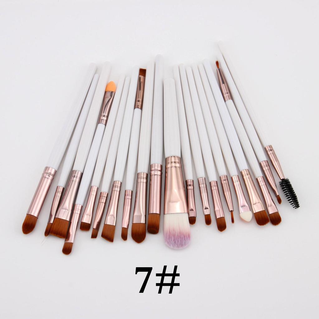 20-Piece Eye Makeup Brush Set: Includes Eyebrow, Foundation, Eyeshadow, Lip, and Contour Brushes.