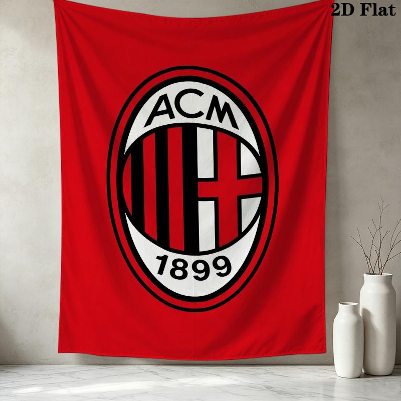 Arazzo da Parete AC Milan Appeso Estetico a Parete Coperta in Tessuto Stampato Arazzi Decorativi per Camera da Letto Soggiorno Decorazioni per la Casa