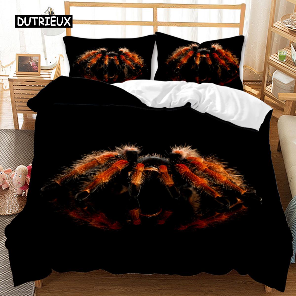 

Spider Comforter Cover Collection Three-Dimensional Print Pattern Brown Spider Single Size Comforter Cover Collection Insect Theme Double Size Queen EU single(135x200cm)