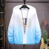 Trendy Gradient Print Hooded Windbreaker Jacket with UV Protection