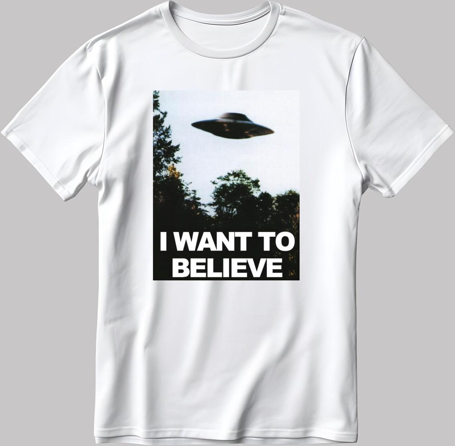I Want to Believe UFO Aliens Short Sleeve White-Black Men s / Women s T-Shirt P332 3XL