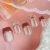 30-Piece Almond Gradient Nails with White Bubble Mesh Design - Short European & American Style