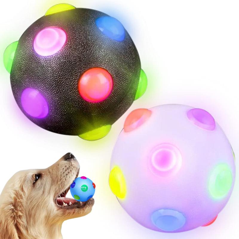 New Cat Dog Toys LED Light Emitting Bouncy Ball Safety Environmental Protection Puppy Training Interactive Toys Pet Supplies
