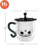 Hallo Doppelwandiges Glas Milch Saft Tasse Kreative Nette Katze Form Kaffeetasse Cartoon Paar Teetasse mit Deckel Haushalt Büro Drinkware