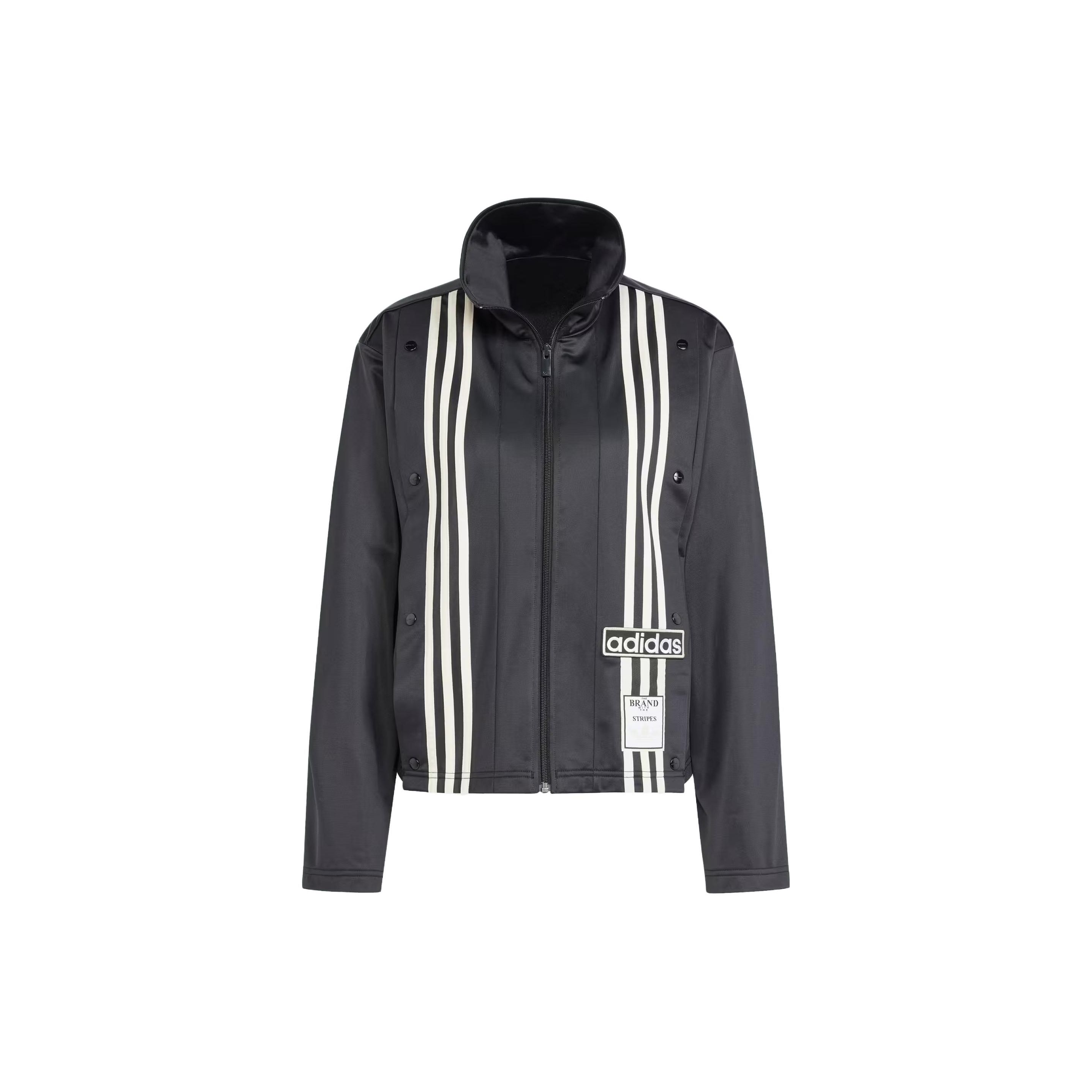 Adidas Originals Unisex Track Top Loose Fit Full Zip Retro Three-Stripes Black IS5247 XS