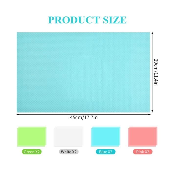 Tapis de Réfrigérateur - Antibactérien - EVA - 8 Pièces - 29 x 45 cm - Réutilisable