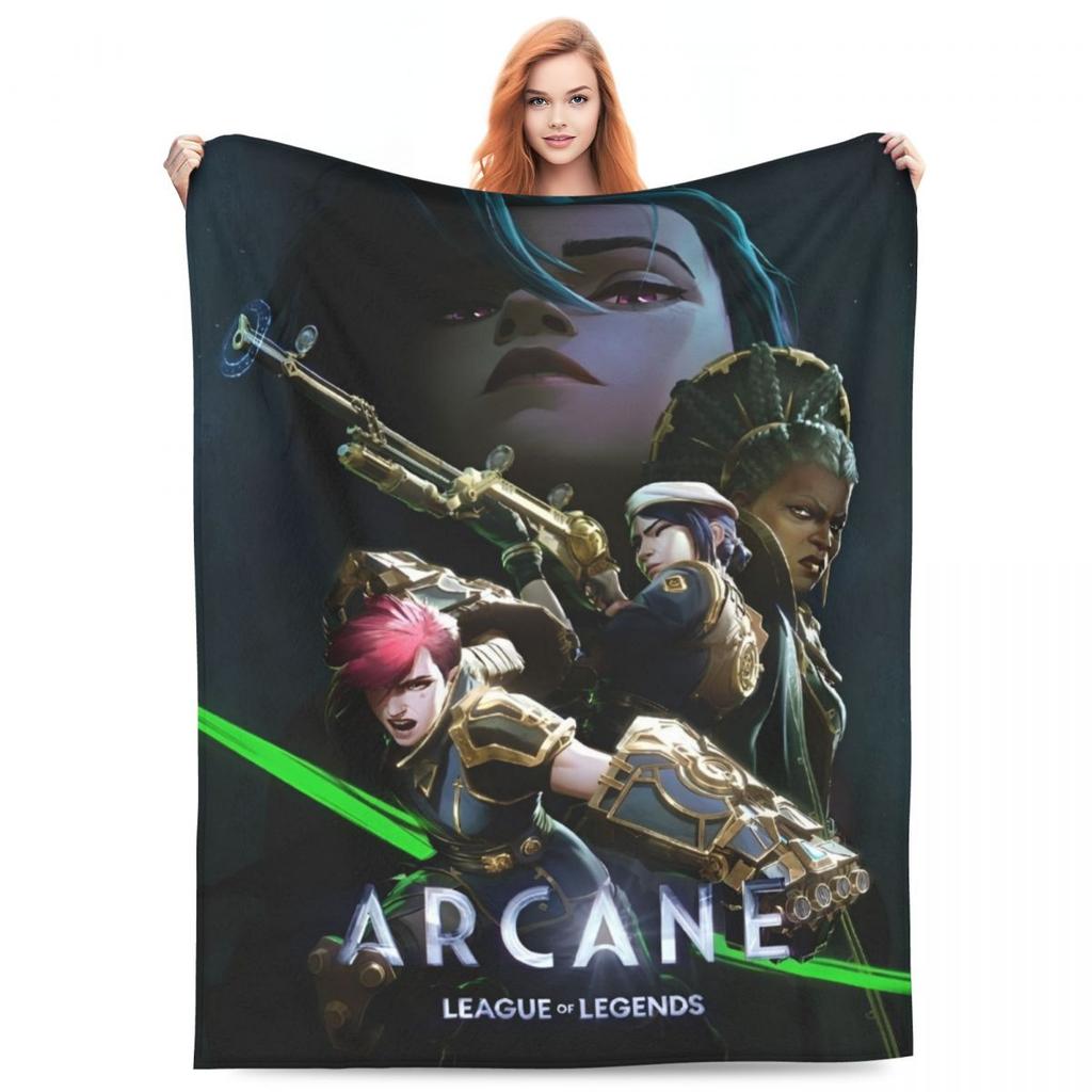 Arcane Caitlyn Game Flannel Blanket Warm Soft Throw Blanket for Outdoor Picnic Print Bedspread Sofa Bed Cover