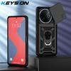 KEYSION Shockproof Armor Case for VIVO Y39 5G Silicone+PC Slide Camera Lens Protection Ring Stand Phone Cover for VIVO Y39 5G