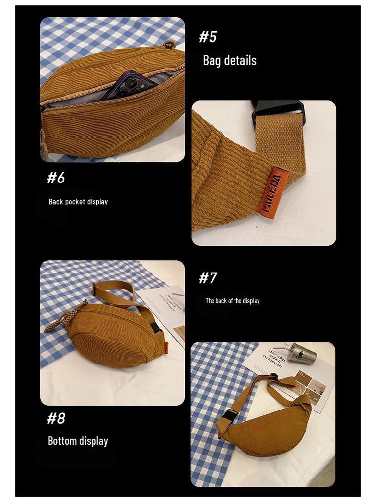 Corduroy Casual Sporty Crossbody Bag with Large Capacity