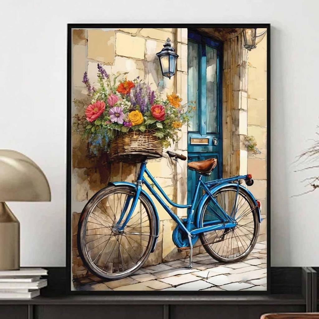 Bicycle Diamond Painting Painting Set, 5D DIY Rhinestone Cross-stitch Crafts and Crafts, Decorative Home Wall Mural Ornaments