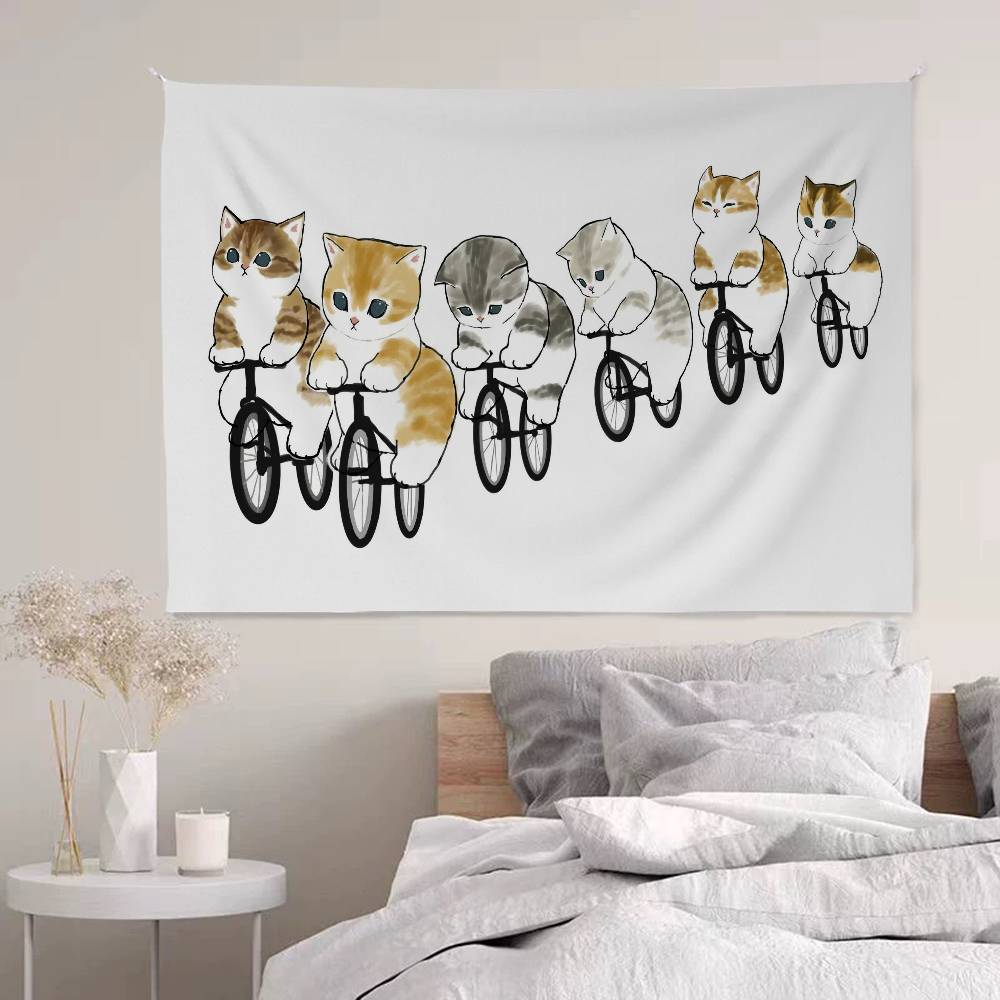Cute MMofusands Cat Cartoon Tapestry Art Science Fiction Room Home Decor Wall Hanging Home Decor