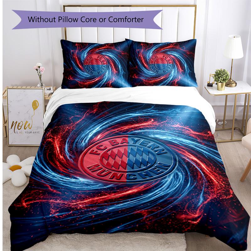 Set Biancheria da Letto 3 Pezzi Stampato Bayern Monaco Traspirante Copripiumino con Federe Biancheria da Letto Decorativa per Camera da Letto Casa