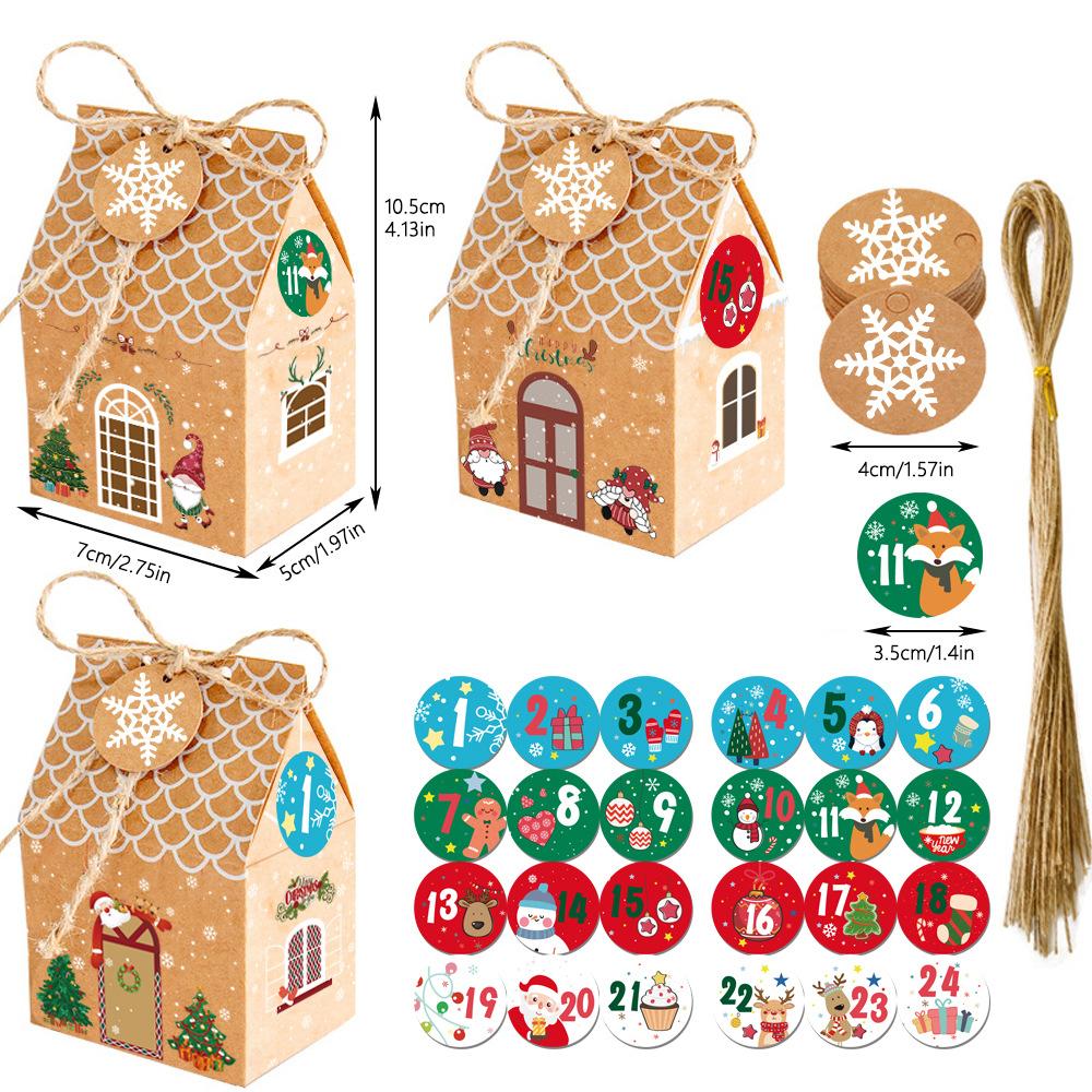 2025 DIY Advent Calendar for Filling and Filling House Set Gingerbread House 24 Colourful Folding Boxes for Decor Xmas Village