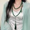 New Chinese Crossbody Necklace, Long National Style Handmade Beaded Back Necklace, National Style Sweater Chain, Clothes Hanging Chain