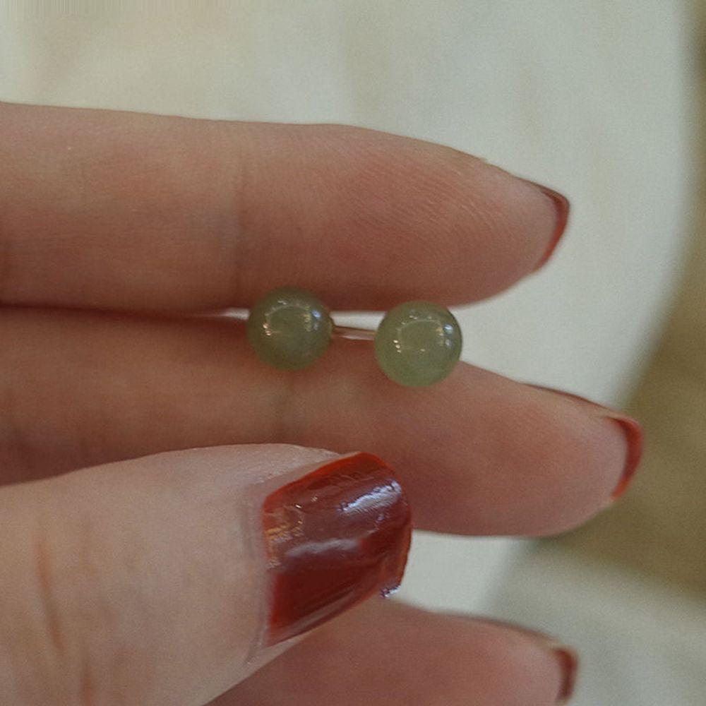 Earrings Green Bead Stud Earrings Earrings Korean Style Earrings Female Earrings
