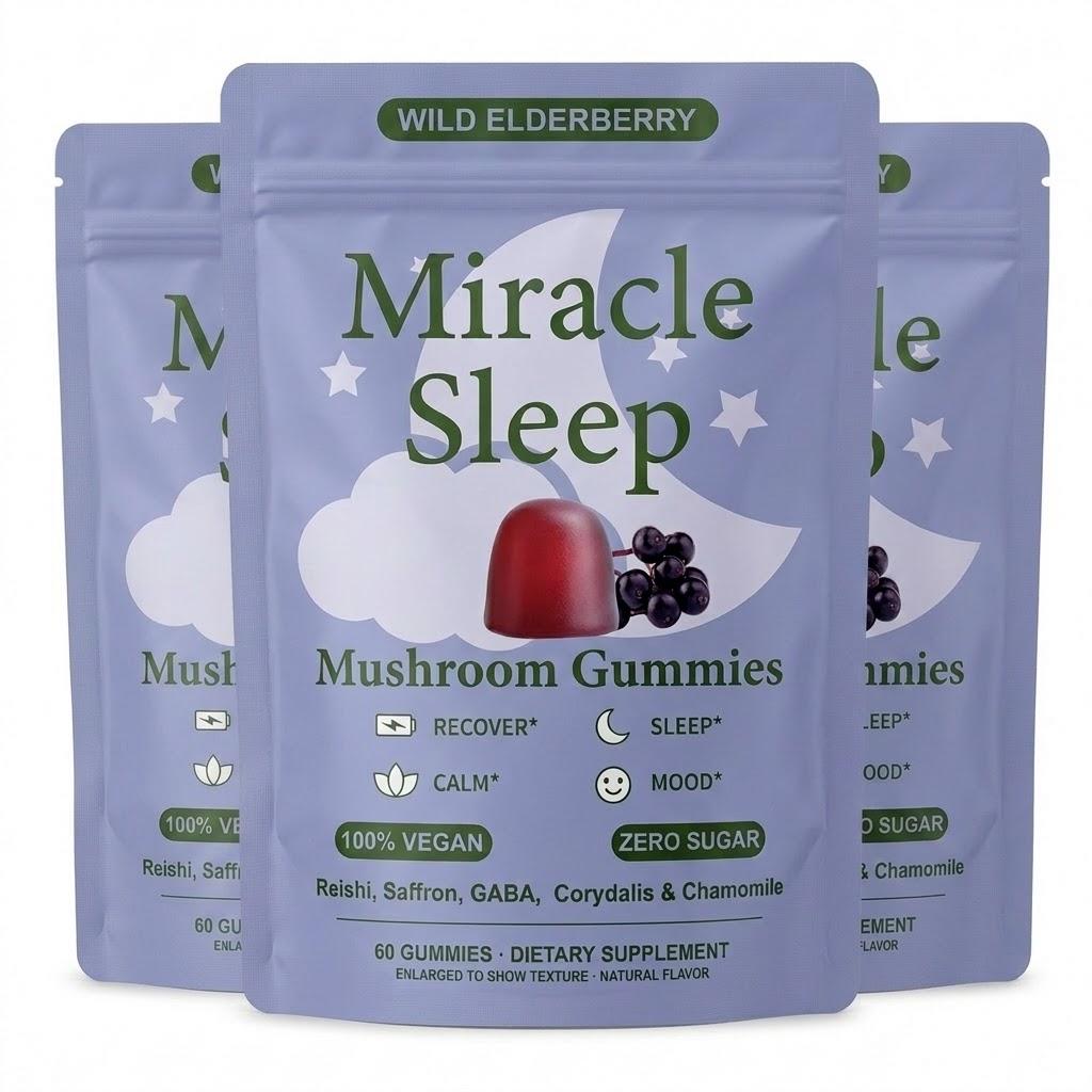 Melatonin-Free Sleep Gummies with Reishi Mushrooms, Mushrooms, Vegan, Wellness Support
