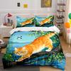Orange Katze auf Ast laufend Druck Weiche Bequeme Bettbezug Bettwäsche-Set Enthalten 1*Bettbezug  2*Kissenbezüge