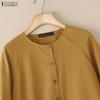ZANZEA Women Long Sleeve Blouse and Shorts Casual Two Piece Suit Sets