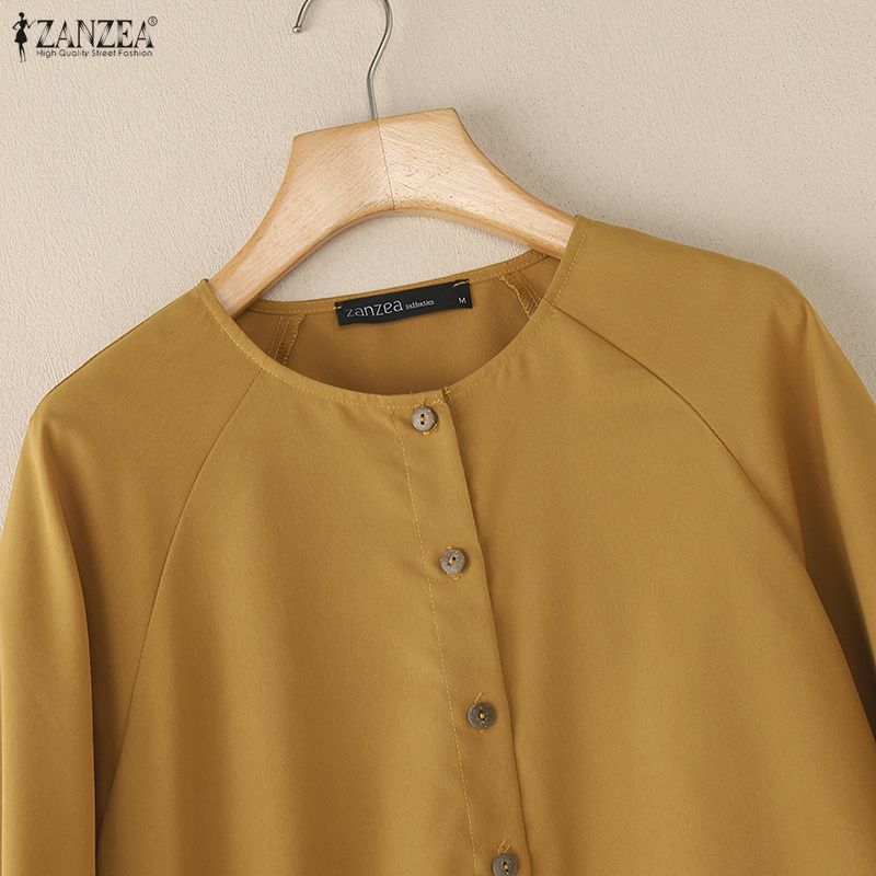 ZANZEA Women Long Sleeve Blouse and Shorts Casual Two Piece Suit Sets