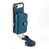 For iPhone Air PU Leather Phone Back Cover with Zipper Card Holder and Long Strap