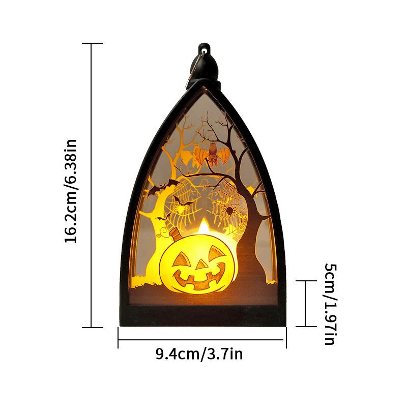 Halloween Lantern Lights - Decoration Vintage Led Pumpkin Lights | Tabletop Skeleton Pumpkin Castle Lantern | Lamp Ornament