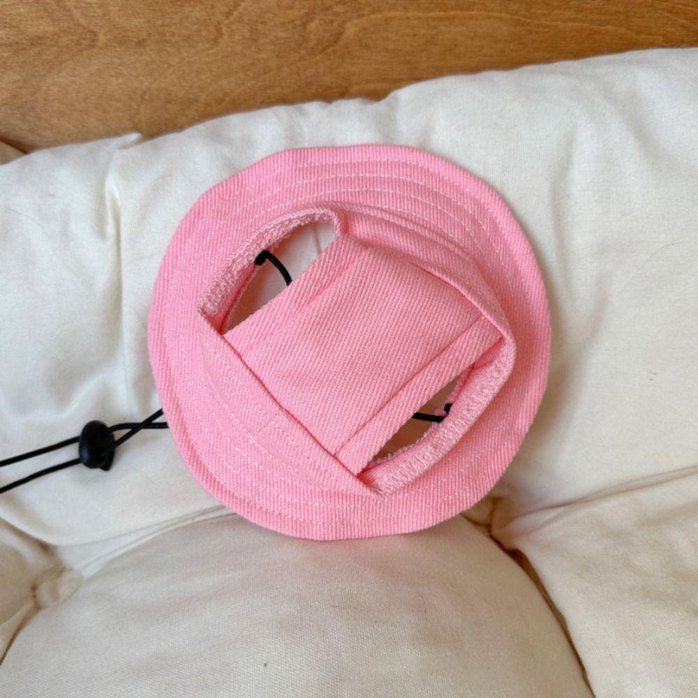 Solid Color Pet Sunshade Cap Cotton Pet Sunscreen Tie Hat Dog Cat Bucket Hat  Sphynx Hairless Cats
