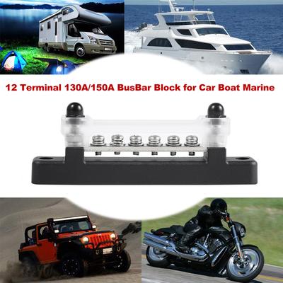 12 Klemmen 130A 150A Sammelschiene Block & Abdeckung für Auto Boot Marine Stromverteilung Klemmenblock M4 12 Schrauben + M6 2