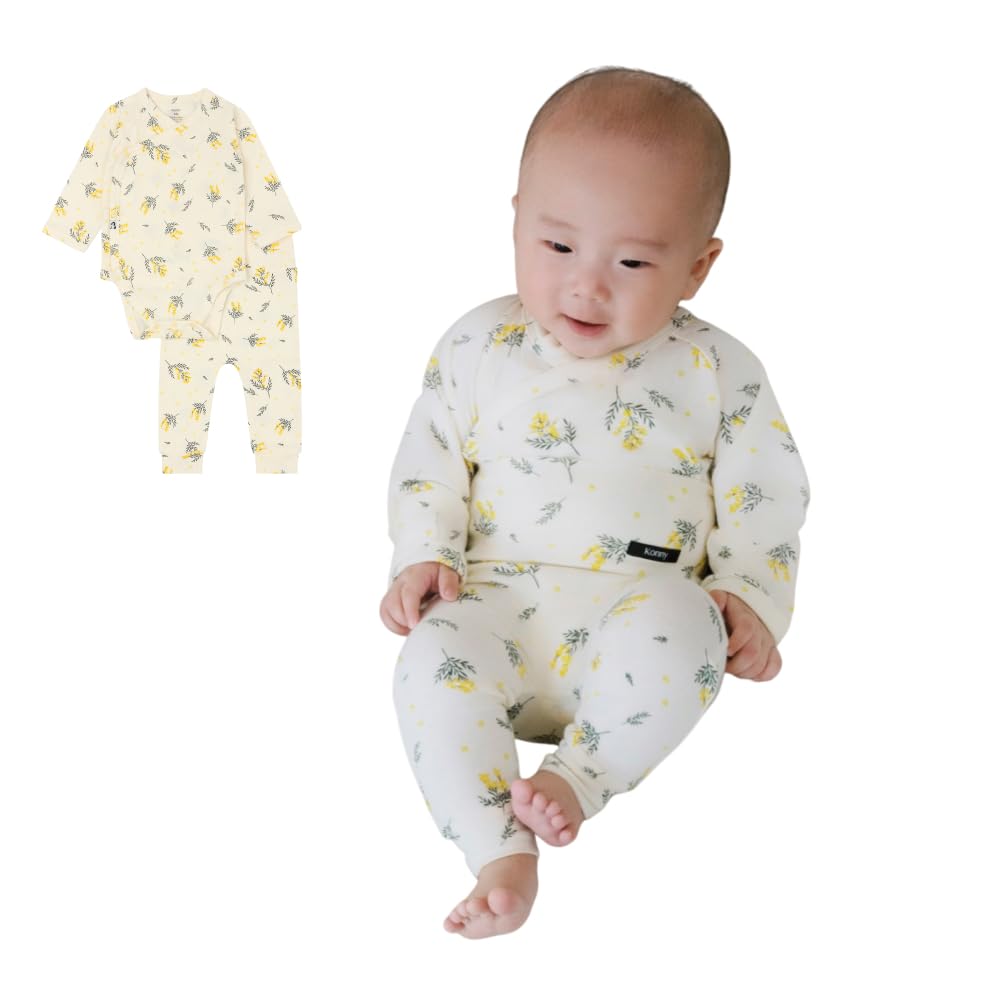 Konny Newborn Bamboo Bodysuit & Leggings Set, Non-Fluorescent Fabric, Newborn Outing Coverall, Baby Shower Gift, Soft, Smooth, Lightweight Baby Romper