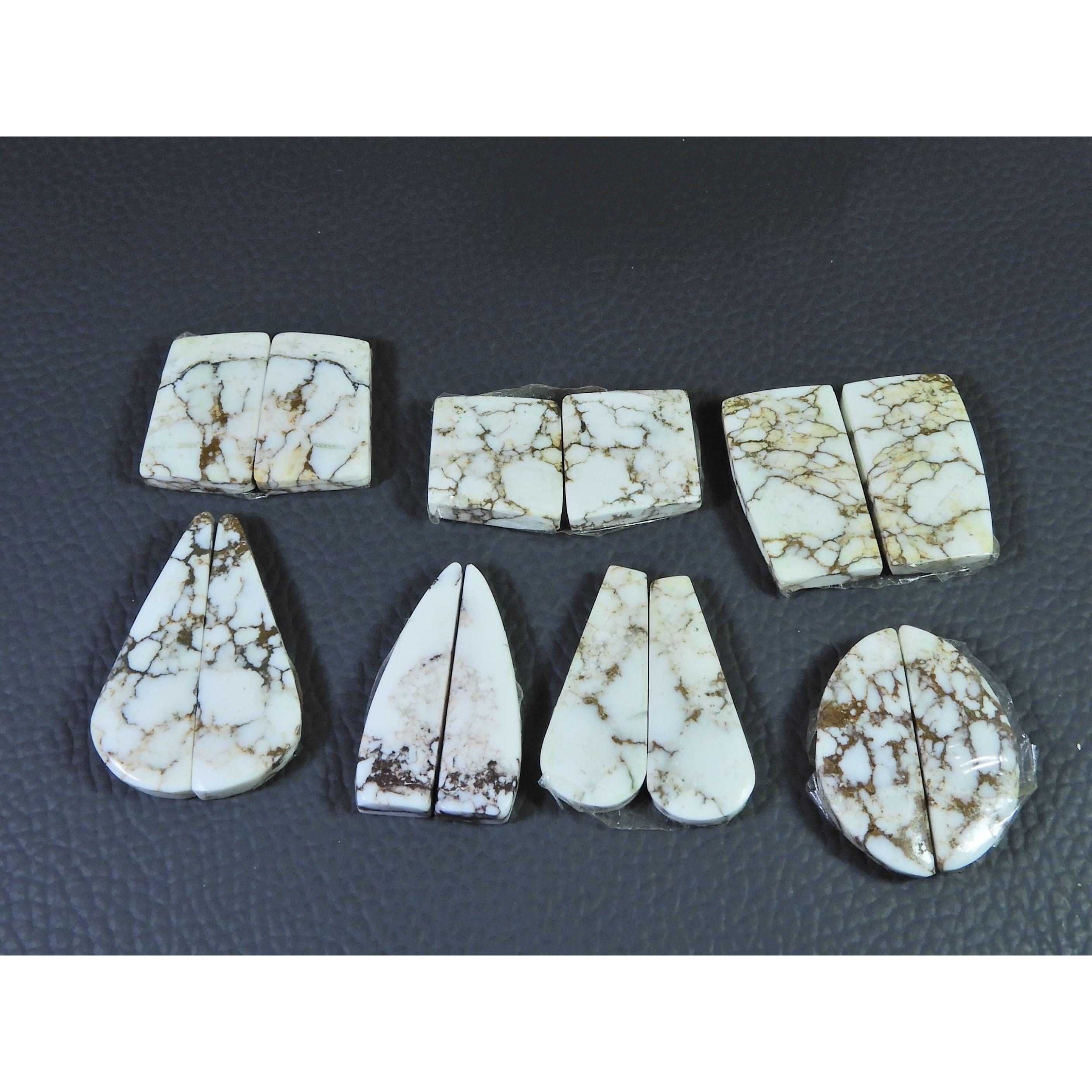 210Cts. Natural Wild horse Jasper Mix Cabochon Loose Gemstone 7Pair Lot C-1469