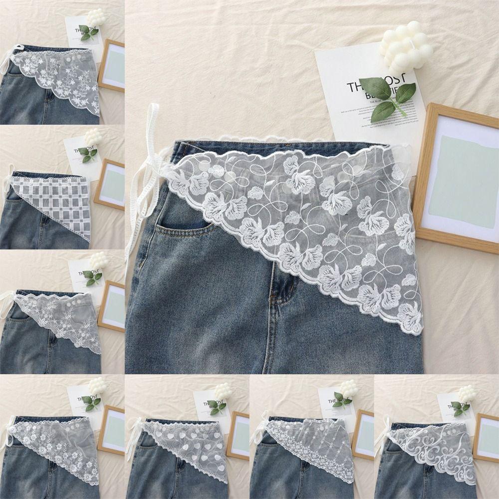 Lace Trim Triangle Short Skirt Soft Lace Butt Curtain Skirt New Waist Scarf For Women