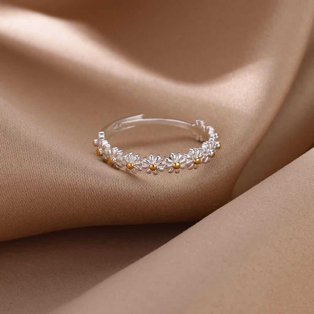 Daisy Blume Ringe für Frauen Silber Farbe Edelstahl Ring Paar Floral Band Hochzeit Braut Erklärung Schmuck anillos mujer