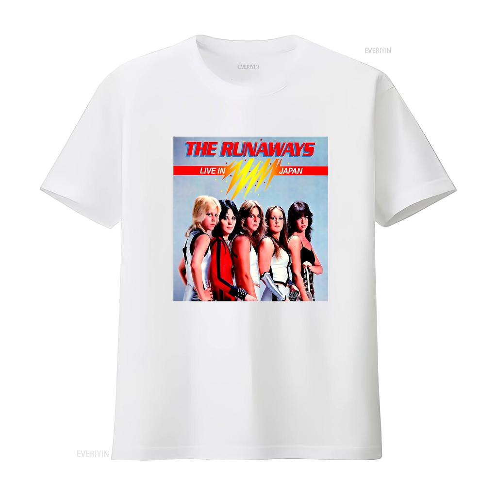 The Runaways Live In Japan Band Rock Tutto Femminile T Shirt Musicale vintage Lavato Traspirante uomo streetwear abbigliamento designer Casual