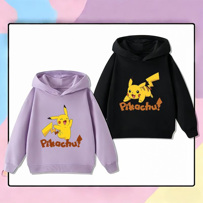 New Arrival Pikachu Print Kids Hoodie, Unisex Boys Girls Clothes, Warm Hooded Sweatshirt for Autumn Winter