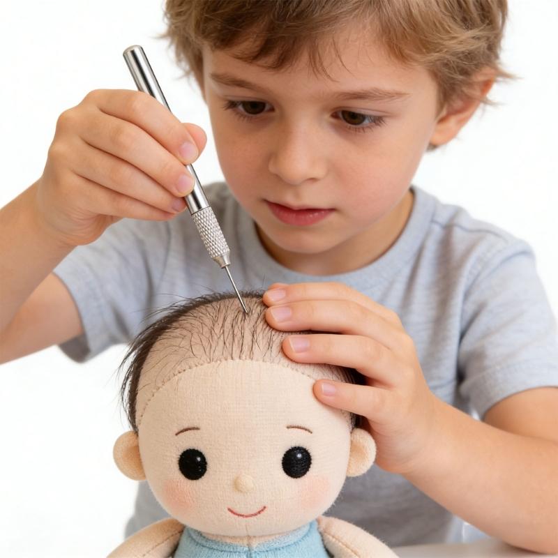 Doll Hair Rooting Device Hair Rooted Needle Wood Handle Design Hair Transplant Tool for Beginners Expert Crafting Use