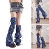Punk Jeans Leg Warmers with Drawstring Bandage Harajuku Leg Cover Flared Over Knee Long Socks Streetwear for Women