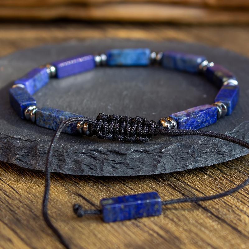 Adjustable Bohemian Lapis Lazuli Braided Bracelet – Natural Healing Gemstone, Calming Unisex Daily Gift