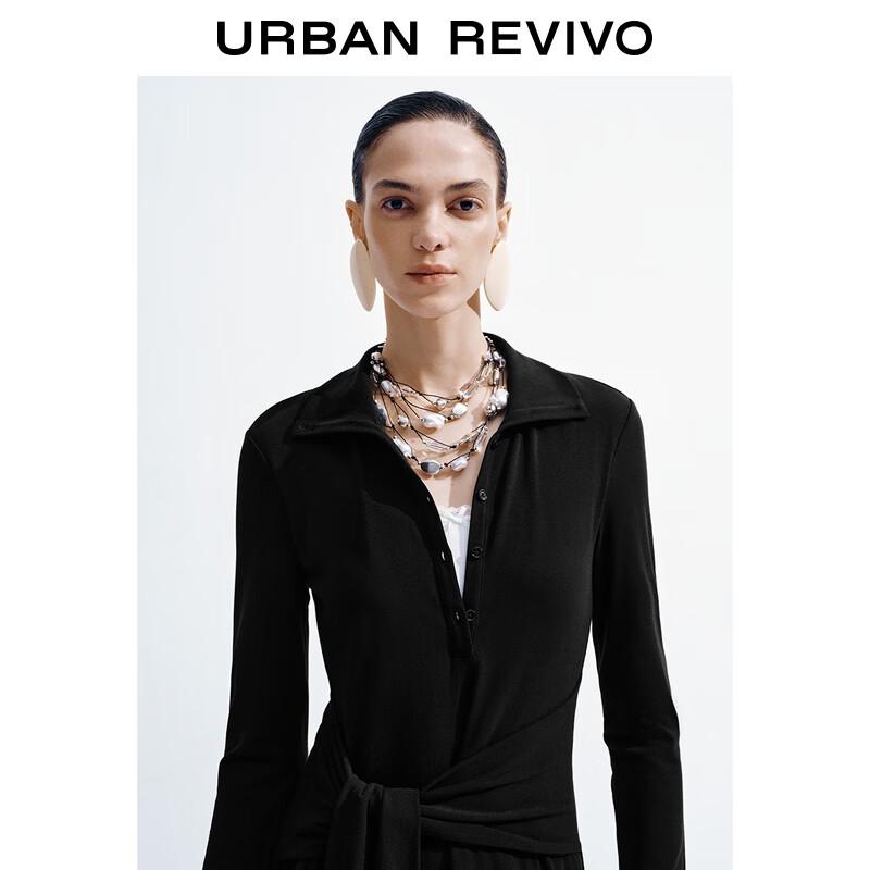 UR Women's Casual Half-Placket Belted Maxi Dress