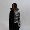 European and American street patchwork striped loose fashion hooded cardigan
