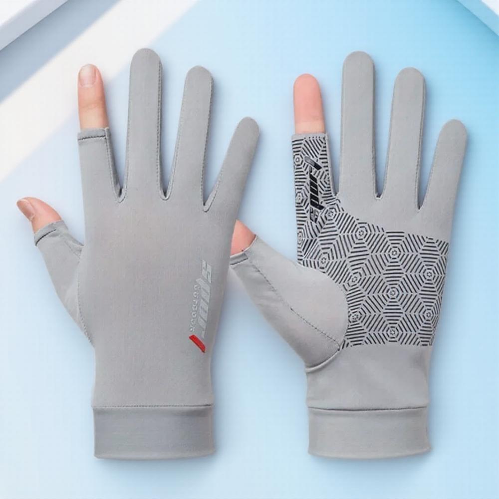 

1 пара мужских и женских рыболовных перчаток с защитой от УФ-лучей, солнцезащитные, противоскользящие, ледяные, дышащие, для велоспорта серый